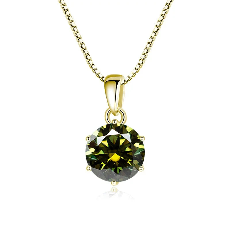 1 Carat Moissanite Pendant Necklace For Women - 925 Sterling Silver.