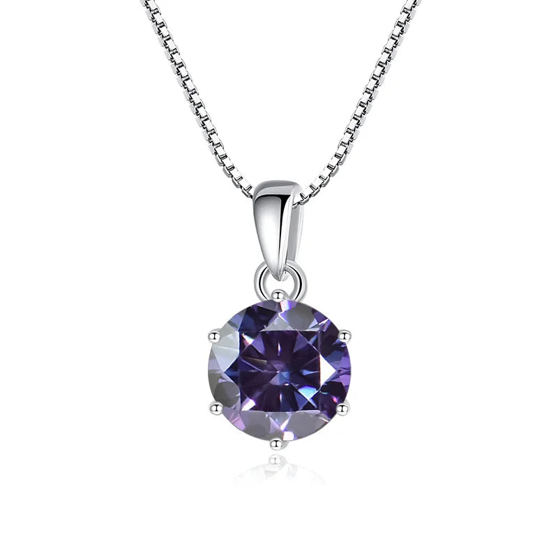 1 Carat Moissanite Pendant Necklace For Women - 925 Sterling Silver.