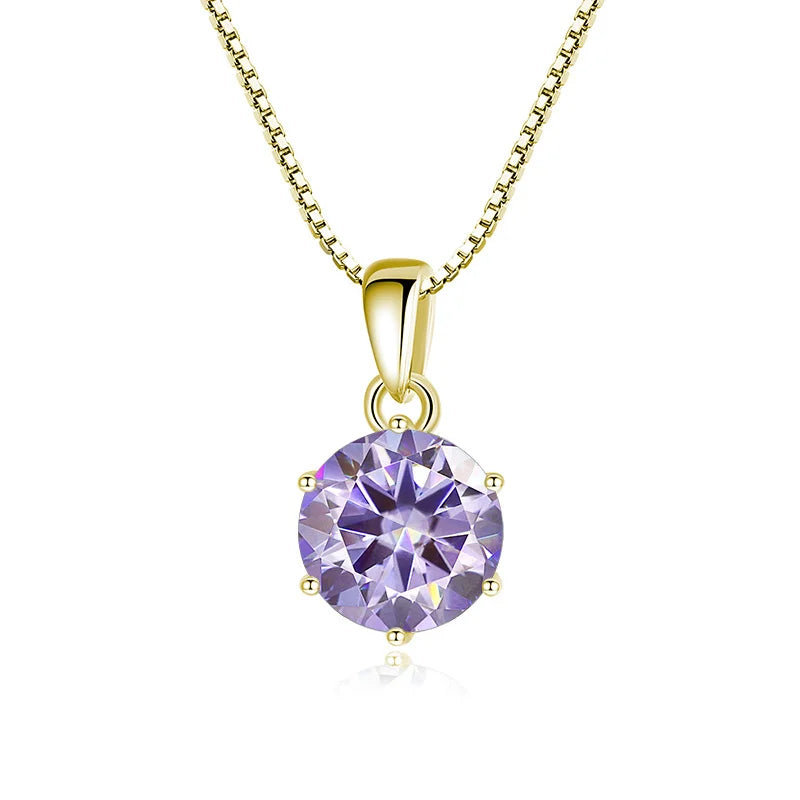 1 Carat Moissanite Pendant Necklace For Women - 925 Sterling Silver.