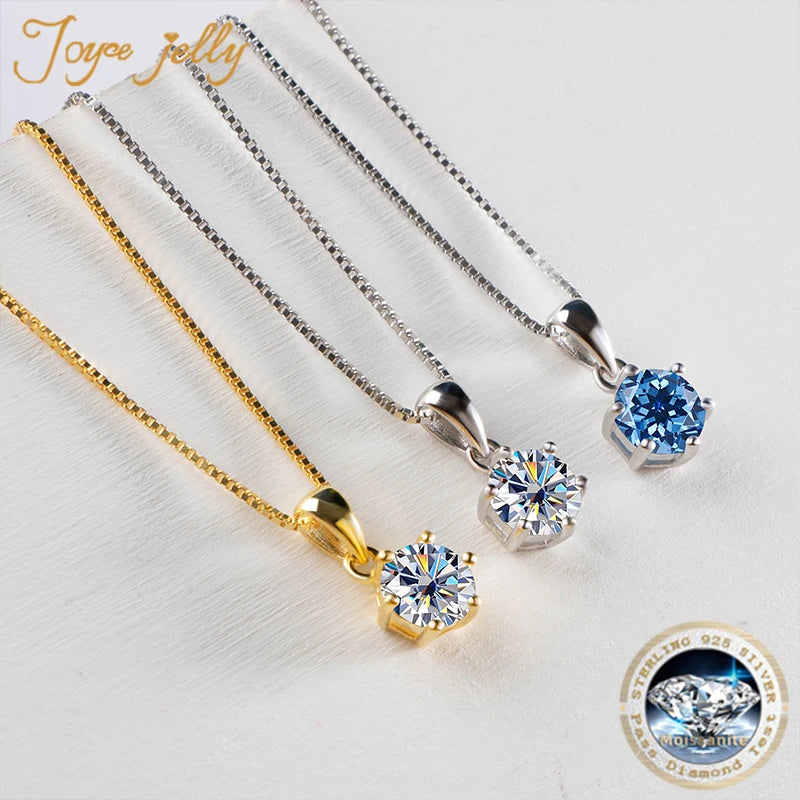1 Carat Moissanite Pendant Necklace For Women - 925 Sterling Silver.