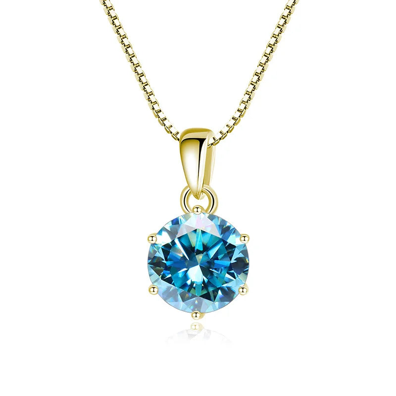 1 Carat Moissanite Pendant Necklace For Women - 925 Sterling Silver.