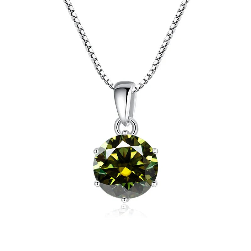 1 Carat Moissanite Pendant Necklace For Women - 925 Sterling Silver.