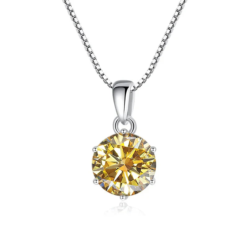 1 Carat Moissanite Pendant Necklace For Women - 925 Sterling Silver.