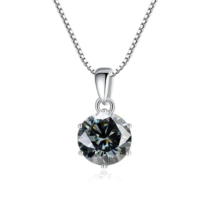 1 Carat Moissanite Pendant Necklace For Women - 925 Sterling Silver.