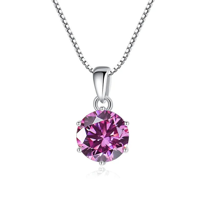 1 Carat Moissanite Pendant Necklace For Women - 925 Sterling Silver.