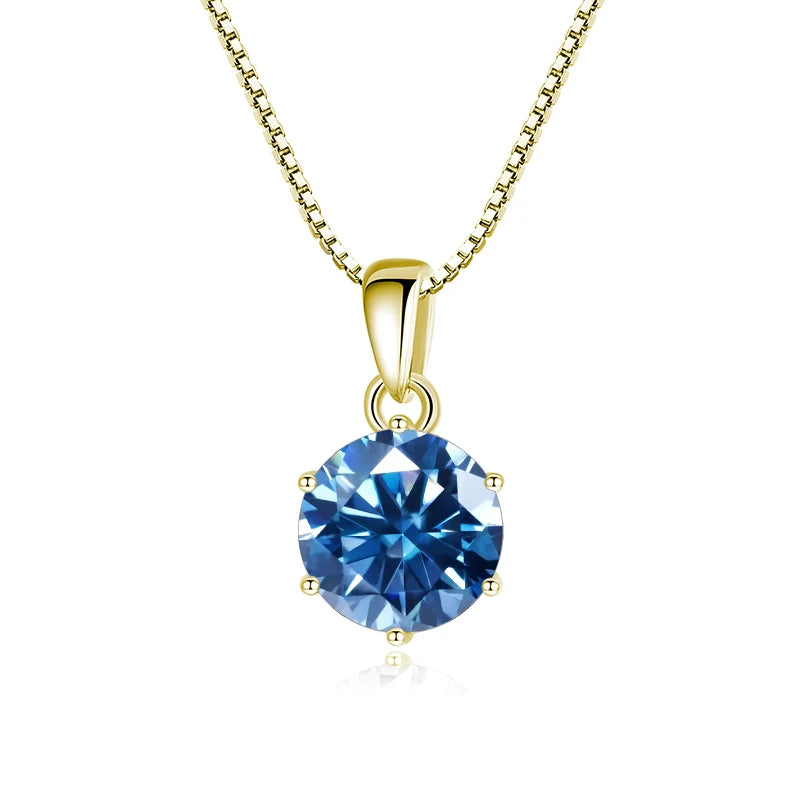 1 Carat Moissanite Pendant Necklace For Women - 925 Sterling Silver.