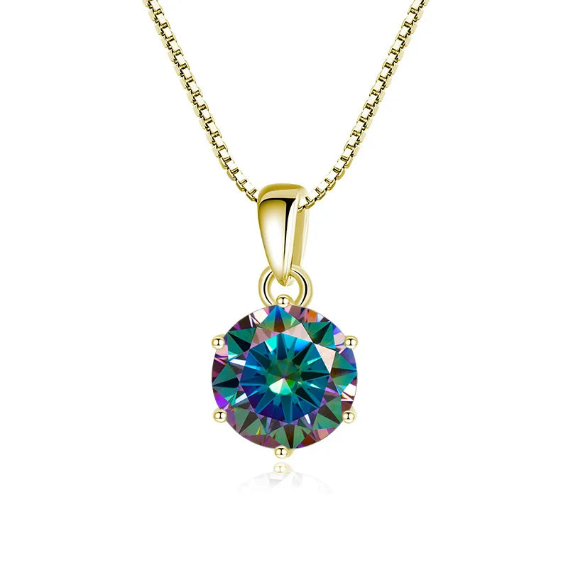 1 Carat Moissanite Pendant Necklace For Women - 925 Sterling Silver.