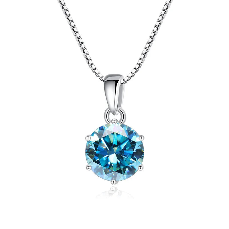 1 Carat Moissanite Pendant Necklace For Women - 925 Sterling Silver.