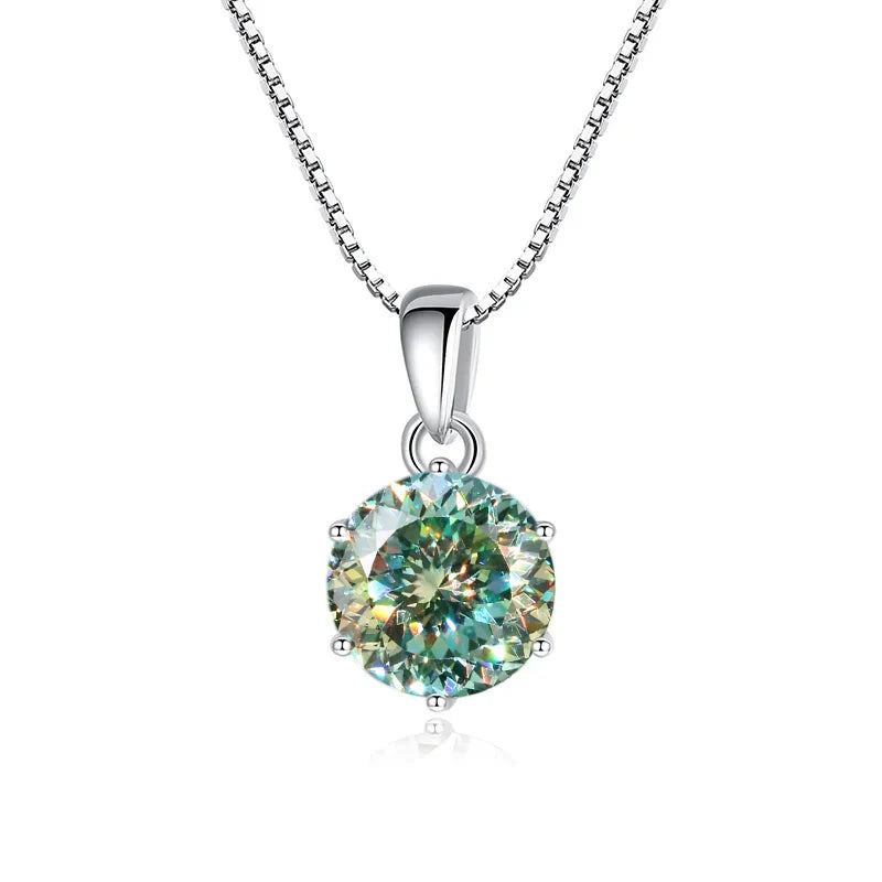 1 Carat Moissanite Pendant Necklace For Women - 925 Sterling Silver.
