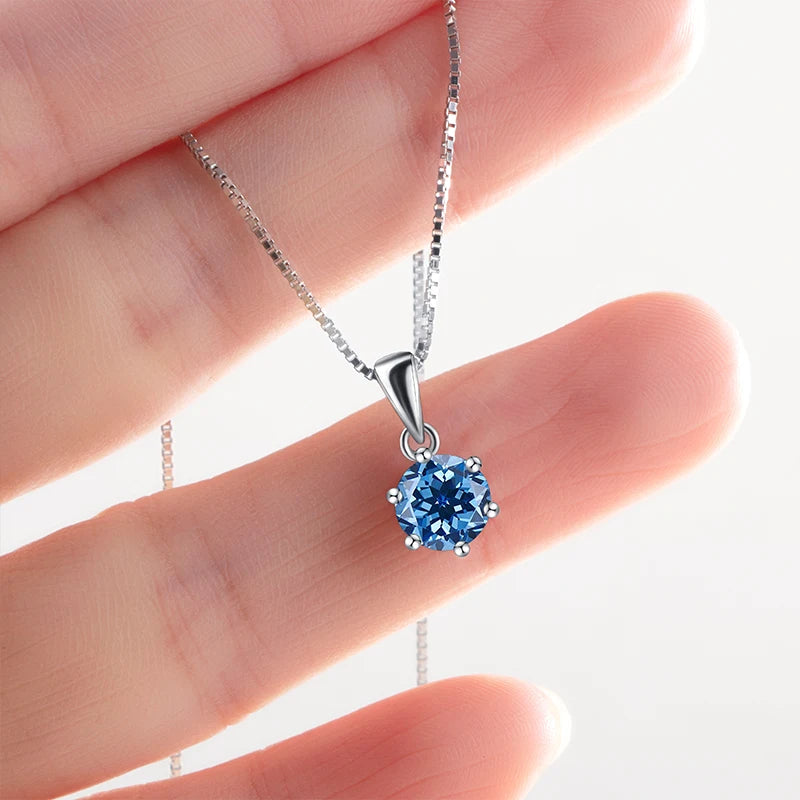 1 Carat Moissanite Pendant Necklace For Women - 925 Sterling Silver.