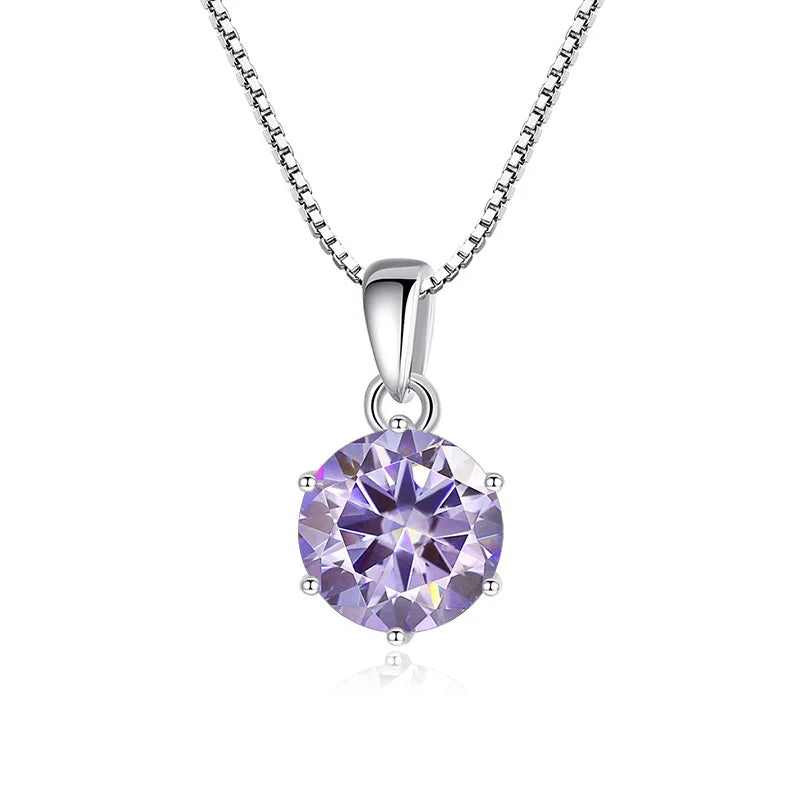 1 Carat Moissanite Pendant Necklace For Women - 925 Sterling Silver.
