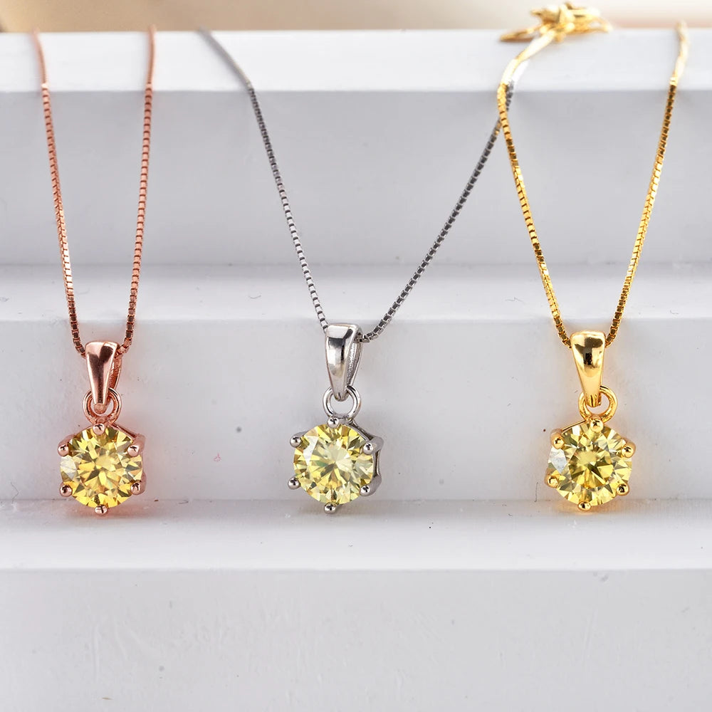 1 Carat Moissanite Pendant Necklace For Women - 925 Sterling Silver.