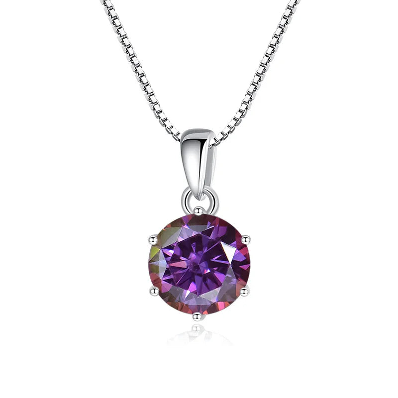 1 Carat Moissanite Pendant Necklace For Women - 925 Sterling Silver.
