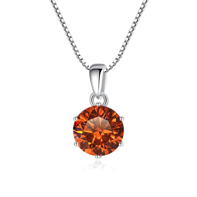 1 Carat Moissanite Pendant Necklace For Women - 925 Sterling Silver.
