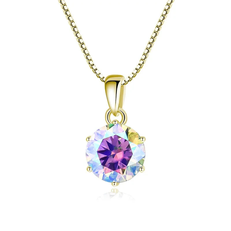1 Carat Moissanite Pendant Necklace For Women - 925 Sterling Silver.