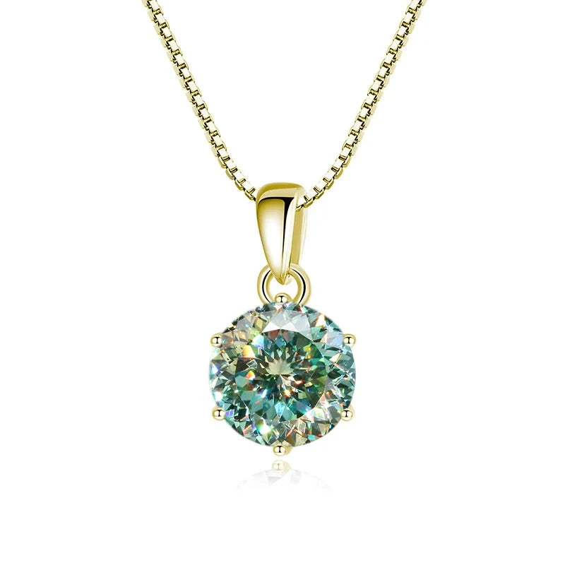 1 Carat Moissanite Pendant Necklace For Women - 925 Sterling Silver.