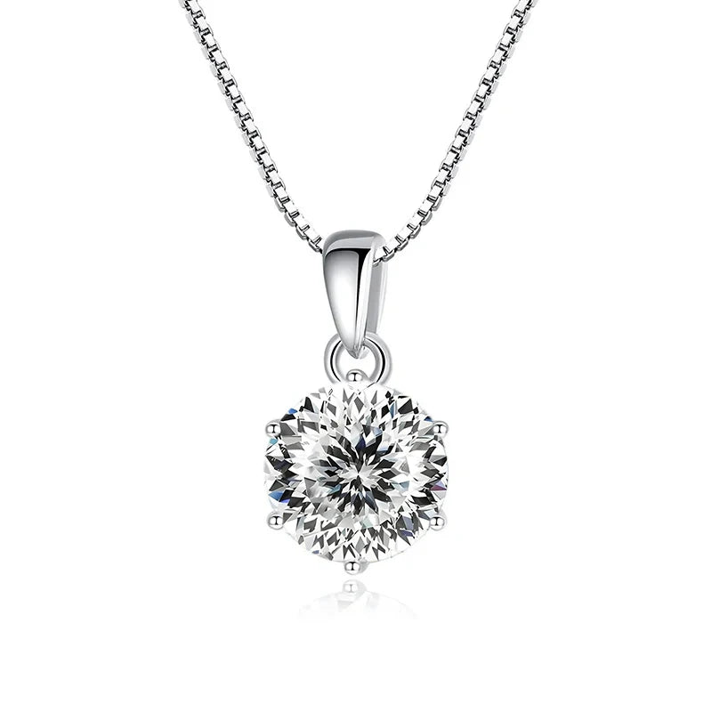 1 Carat Moissanite Pendant Necklace For Women - 925 Sterling Silver.