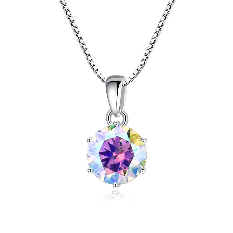 1 Carat Moissanite Pendant Necklace For Women - 925 Sterling Silver.
