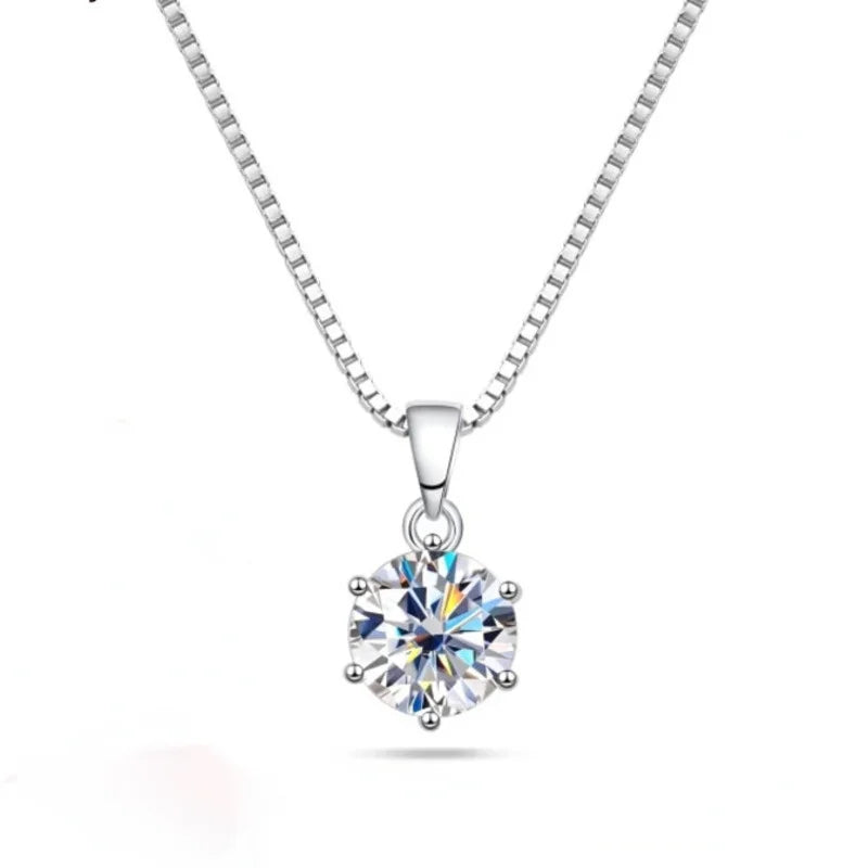 1 Carat Moissanite Pendant Necklace For Women - 925 Sterling Silver.