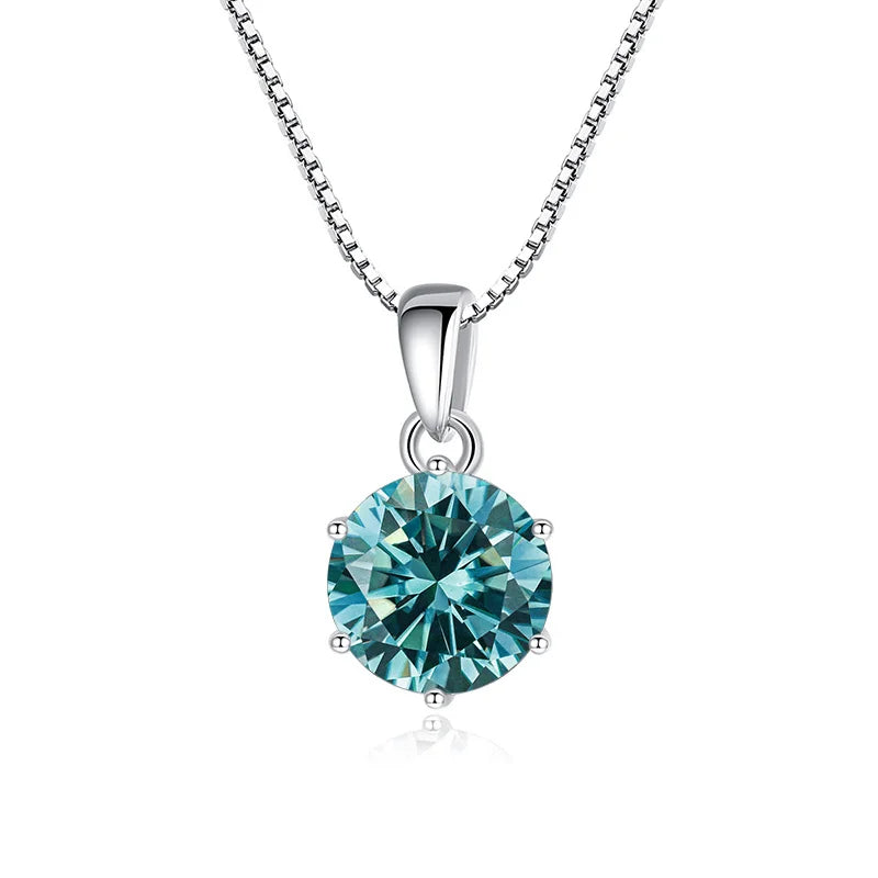 1 Carat Moissanite Pendant Necklace For Women - 925 Sterling Silver.
