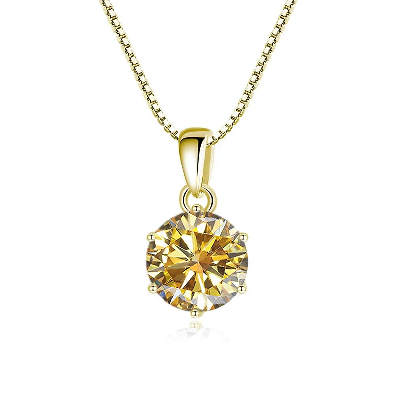 1 Carat Moissanite Pendant Necklace For Women - 925 Sterling Silver.