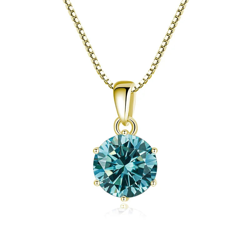 1 Carat Moissanite Pendant Necklace For Women - 925 Sterling Silver.