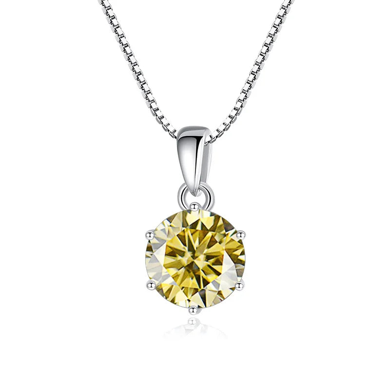 1 Carat Moissanite Pendant Necklace For Women - 925 Sterling Silver.