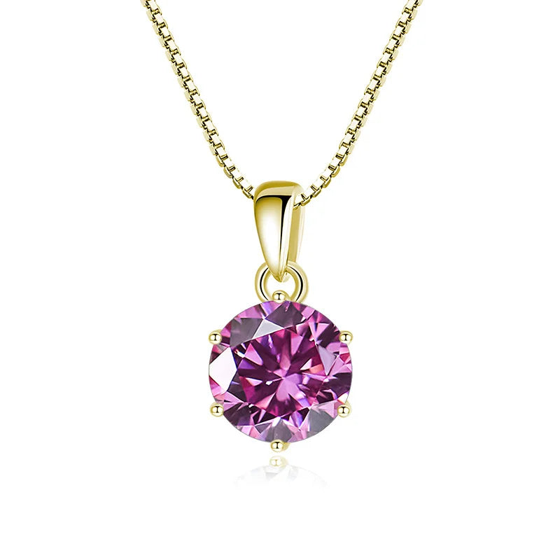 1 Carat Moissanite Pendant Necklace For Women - 925 Sterling Silver.
