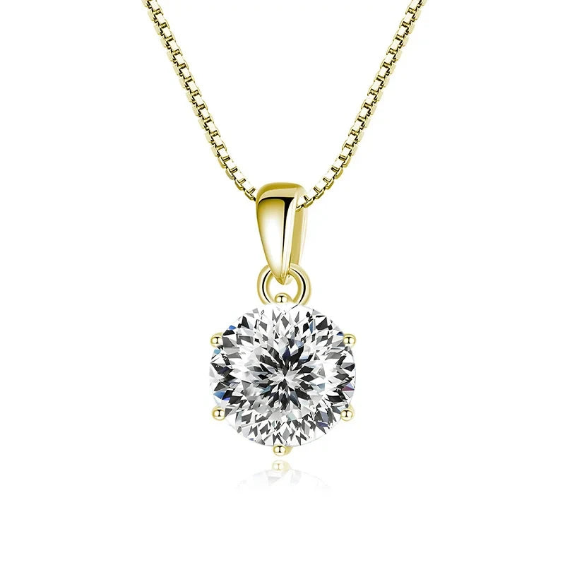 1 Carat Moissanite Pendant Necklace For Women - 925 Sterling Silver.