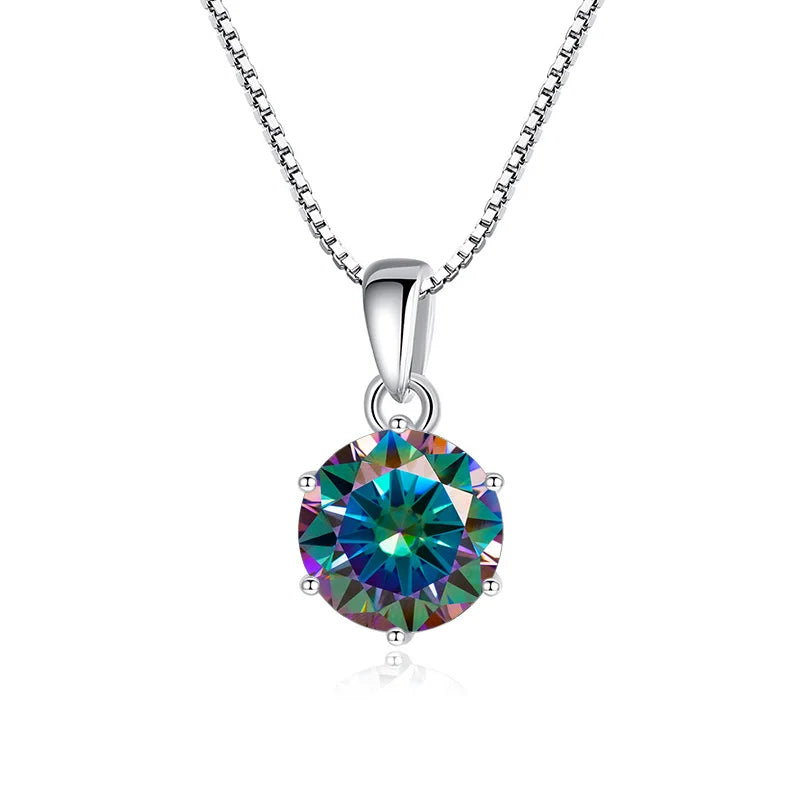 1 Carat Moissanite Pendant Necklace For Women - 925 Sterling Silver.