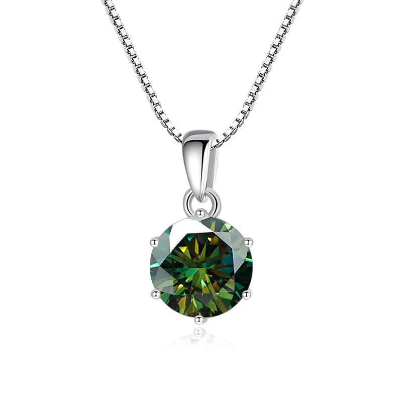 1 Carat Moissanite Pendant Necklace For Women - 925 Sterling Silver.